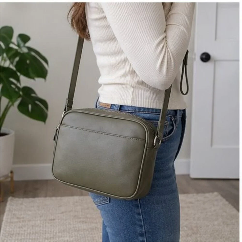 Cream Suede Crossbody Bag